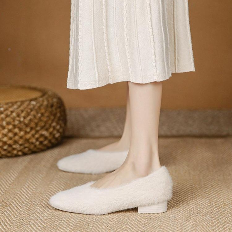 フラットシューズ もこもこ優しさパンプス