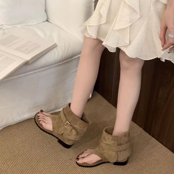 フラットシューズ トングベルトショートブーツ