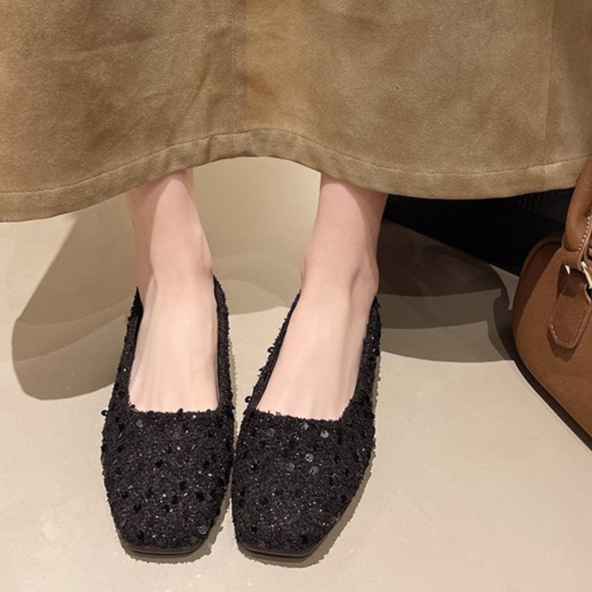 フラットシューズ 煌めきフラットパンプス