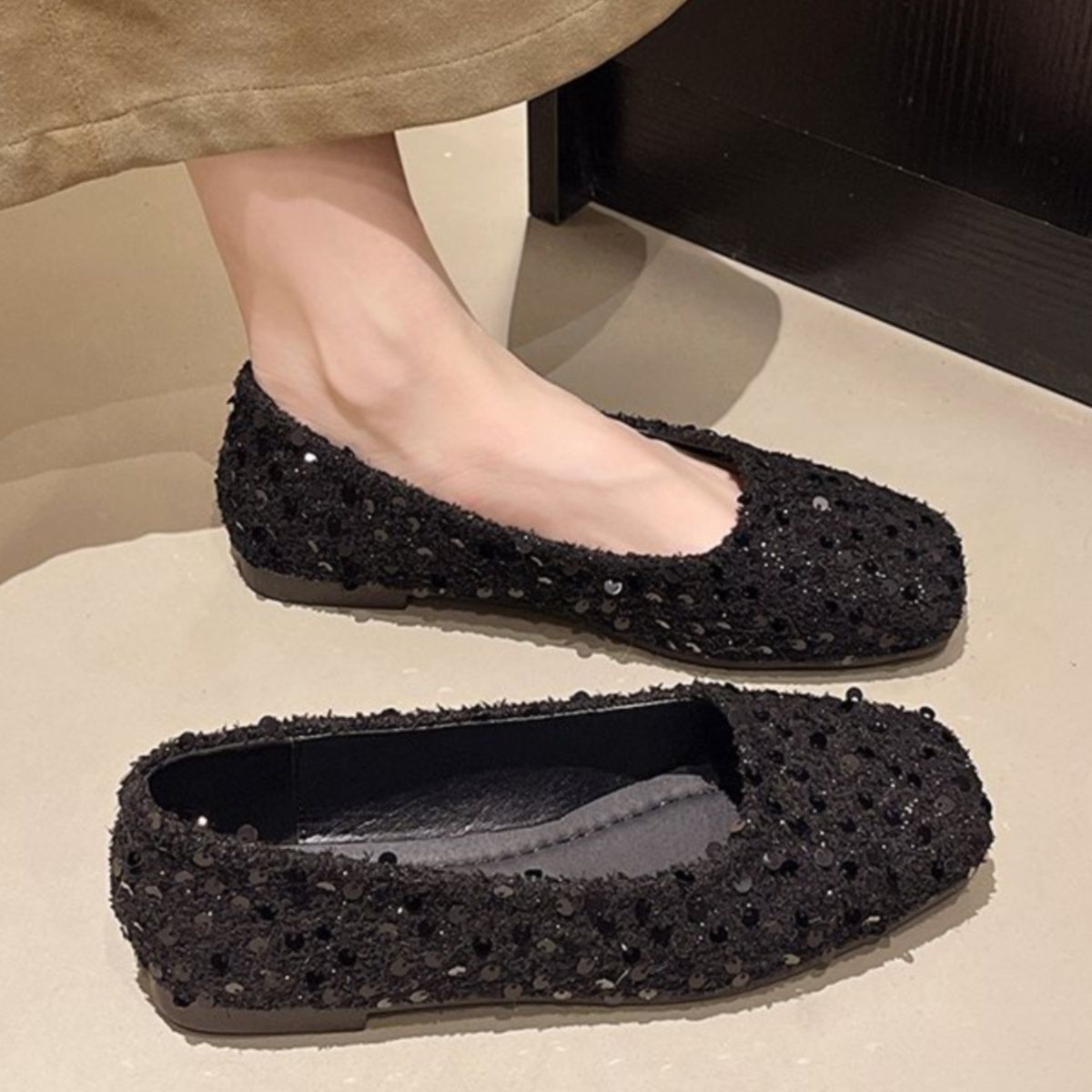 フラットシューズ 煌めきフラットパンプス