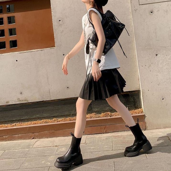フラットシューズ モダン厚底サイドゴアブーツ