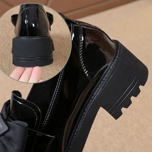 フラットシューズ リボン飾り厚底ローファー
