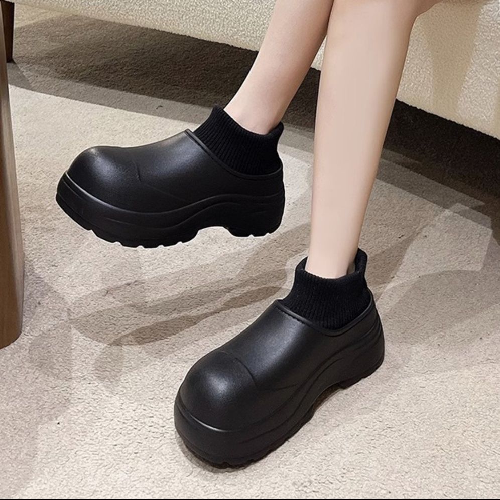 フラットシューズ 裏起毛 防寒あったかレインブーツ