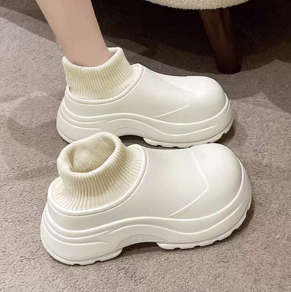フラットシューズ 裏起毛 防寒あったかレインブーツ