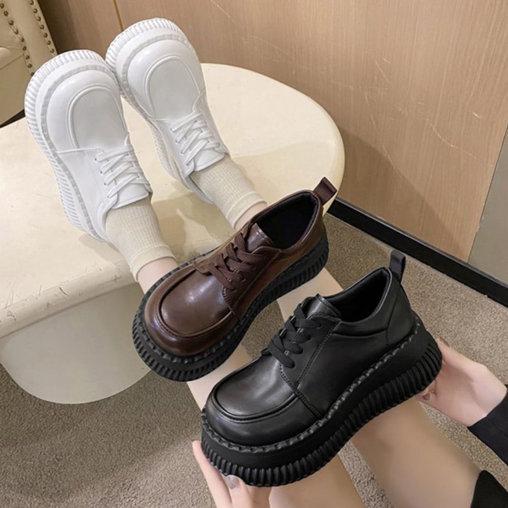 フラットシューズ  厚底レースアップローファー