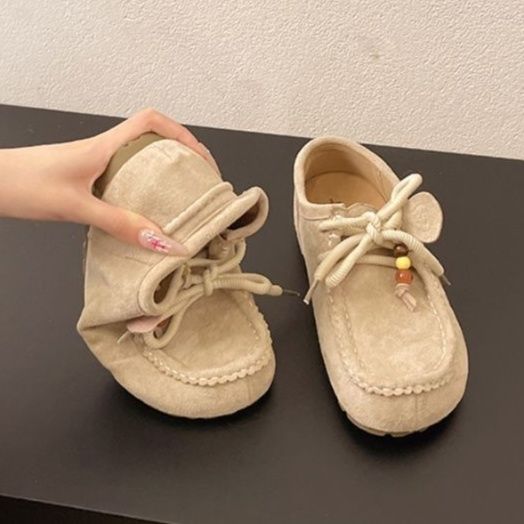 フラットシューズ 優しい足取り紐結びモカシン