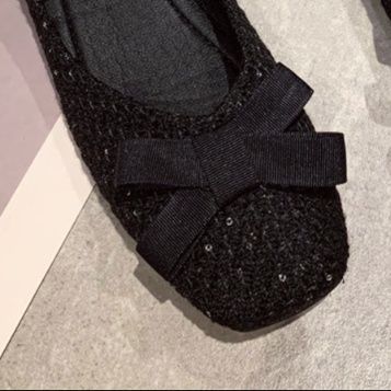 フラットシューズ 上品なリボン付きフラットシューズ