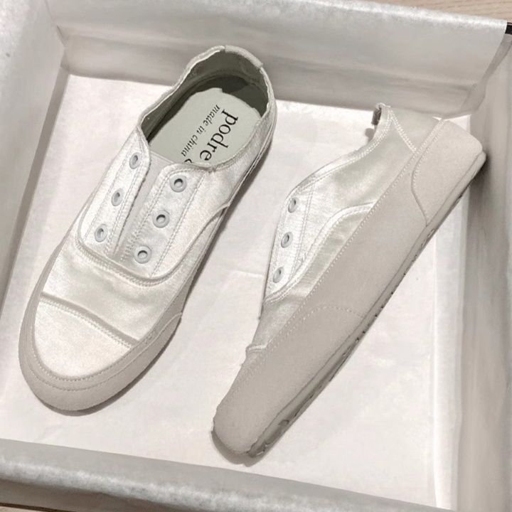 フラットシューズ サテン風スリッポン厚底シューズ