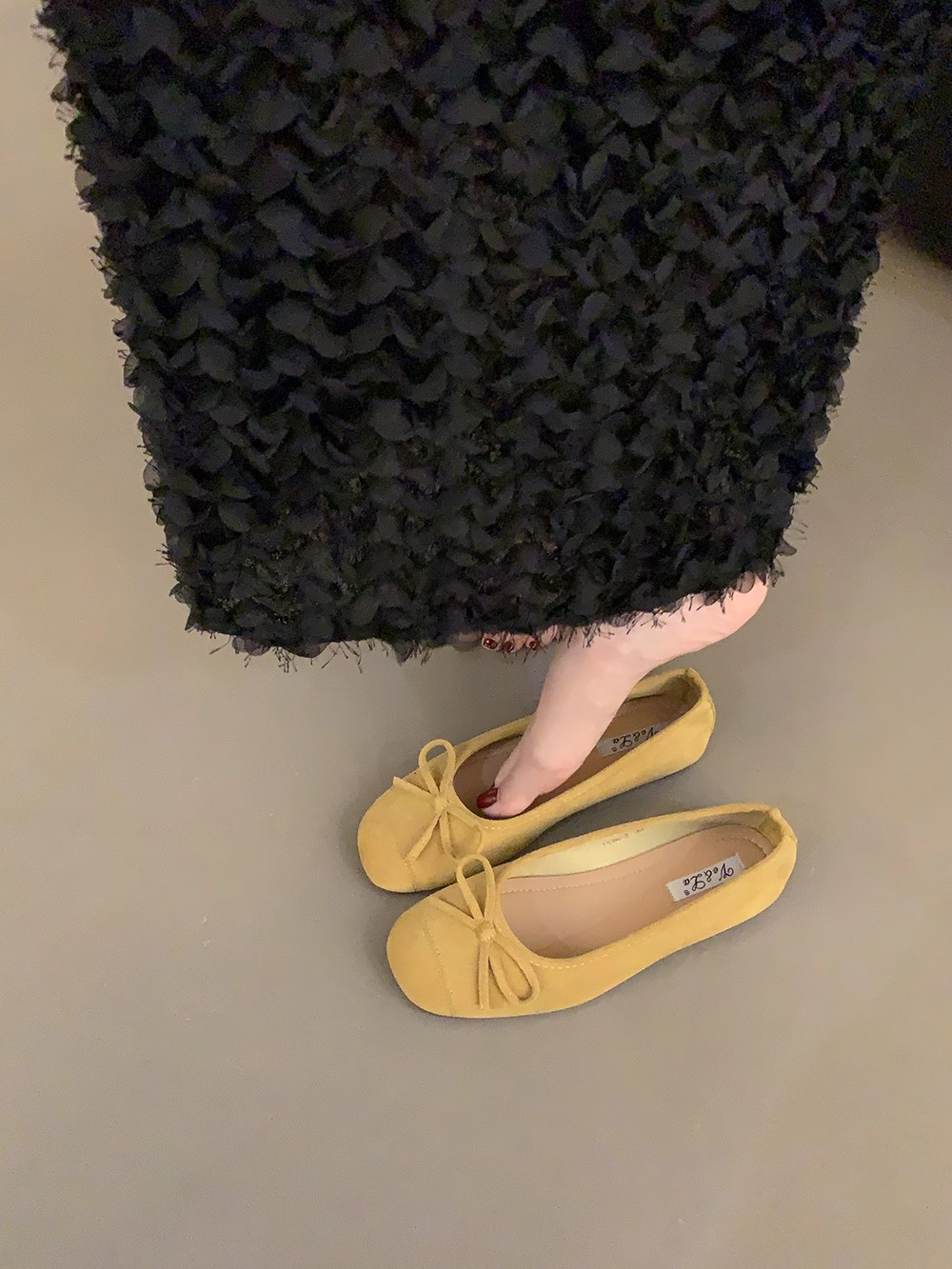 フラットシューズ 優美なリボン結びフラットパンプス