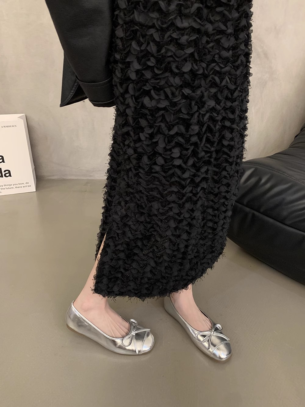 フラットシューズ 優美なリボン結びフラットパンプス