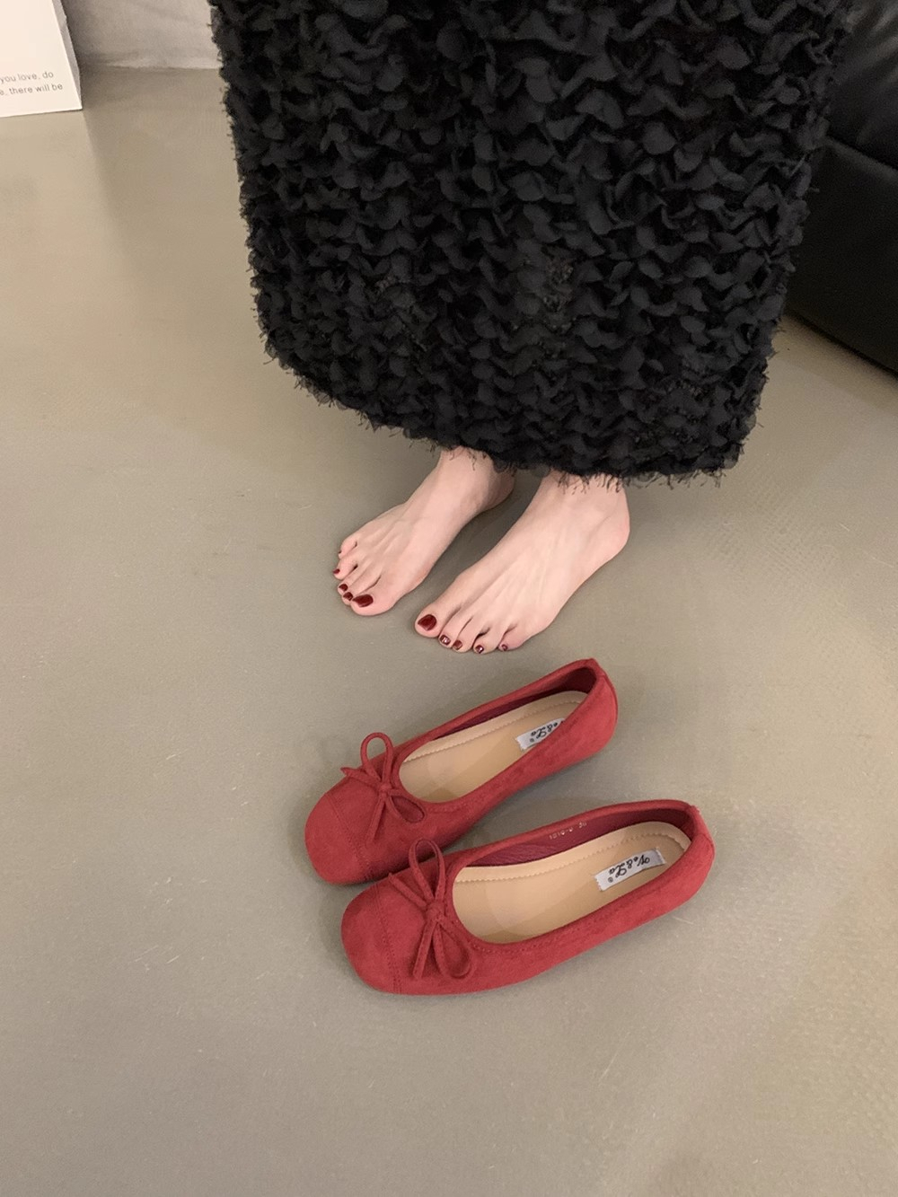 フラットシューズ 優美なリボン結びフラットパンプス