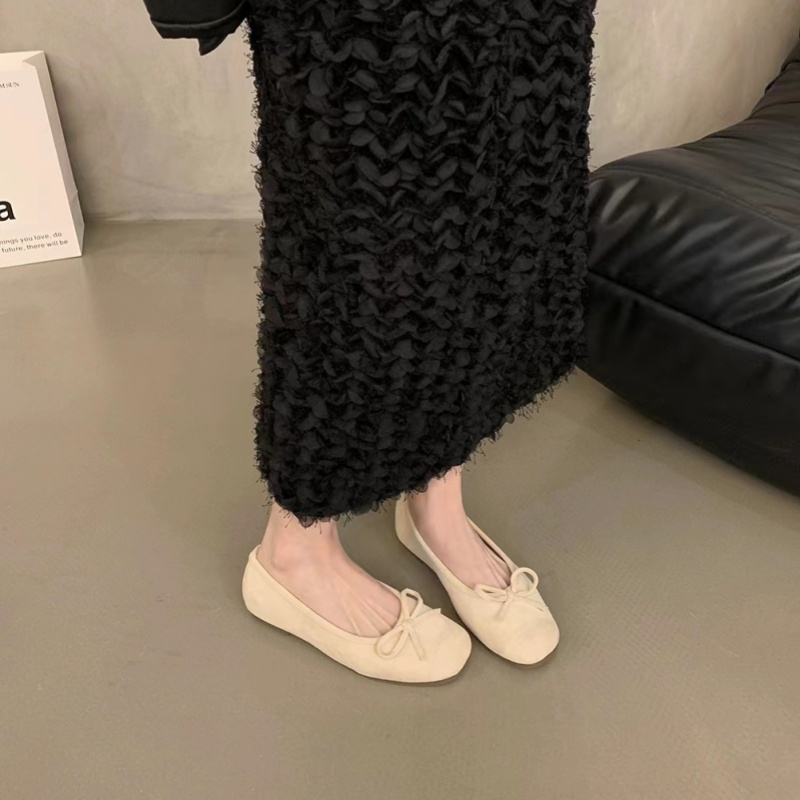 フラットシューズ 優美なリボン結びフラットパンプス