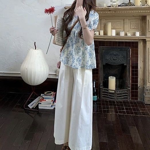 花柄 ファッション 優美な花園 シャーリングワンピース