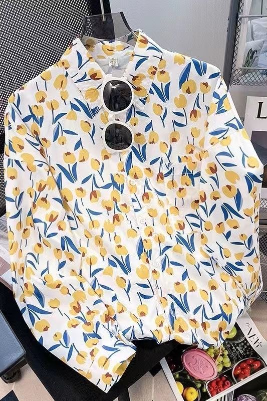 花柄 ファッション アート風デザイン 涼感ブラウス
