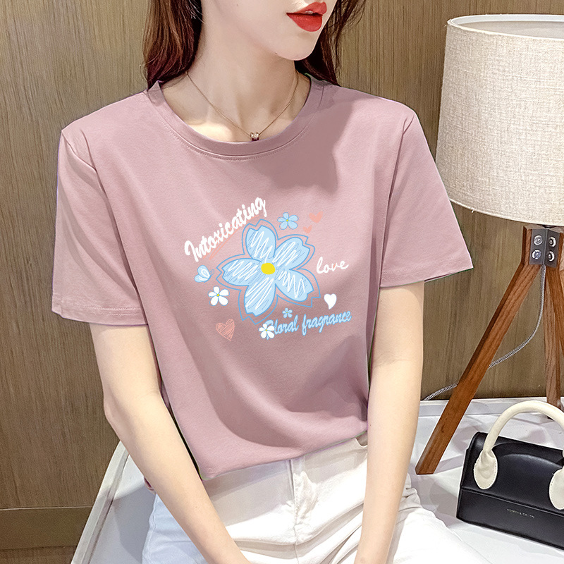 花柄 ファッション 心ときめく花言葉プリント半袖