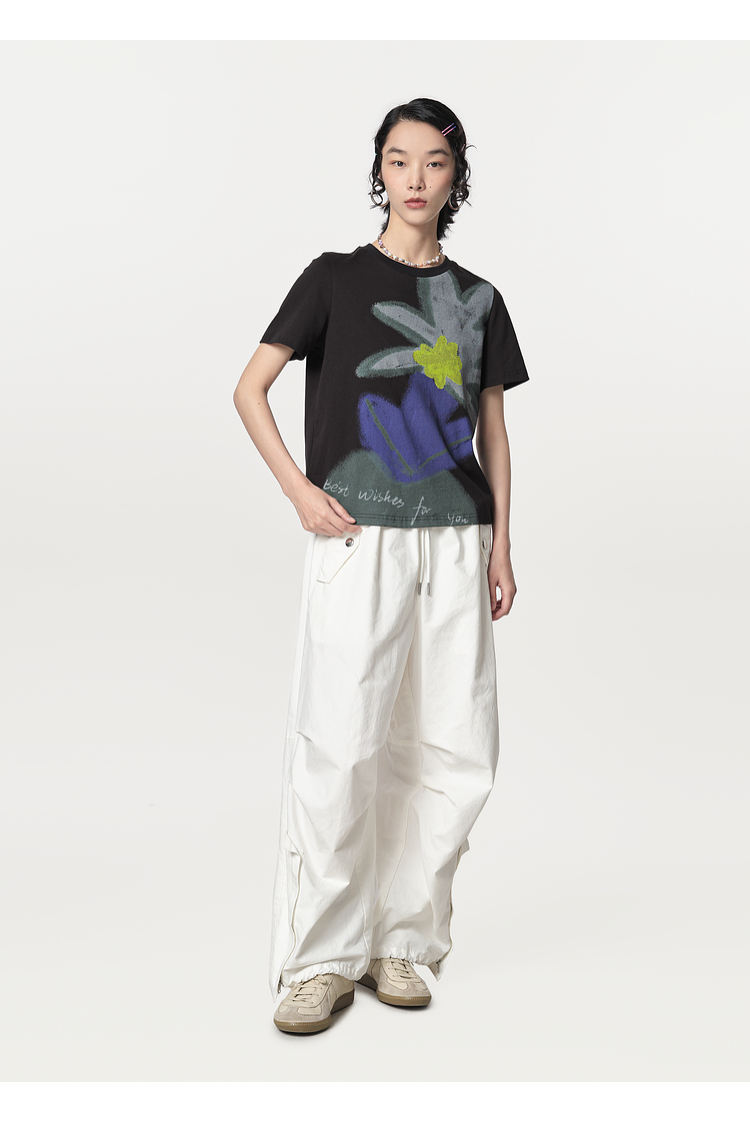 花柄 ファッション アートフルブルーム 花模様Tシャツ