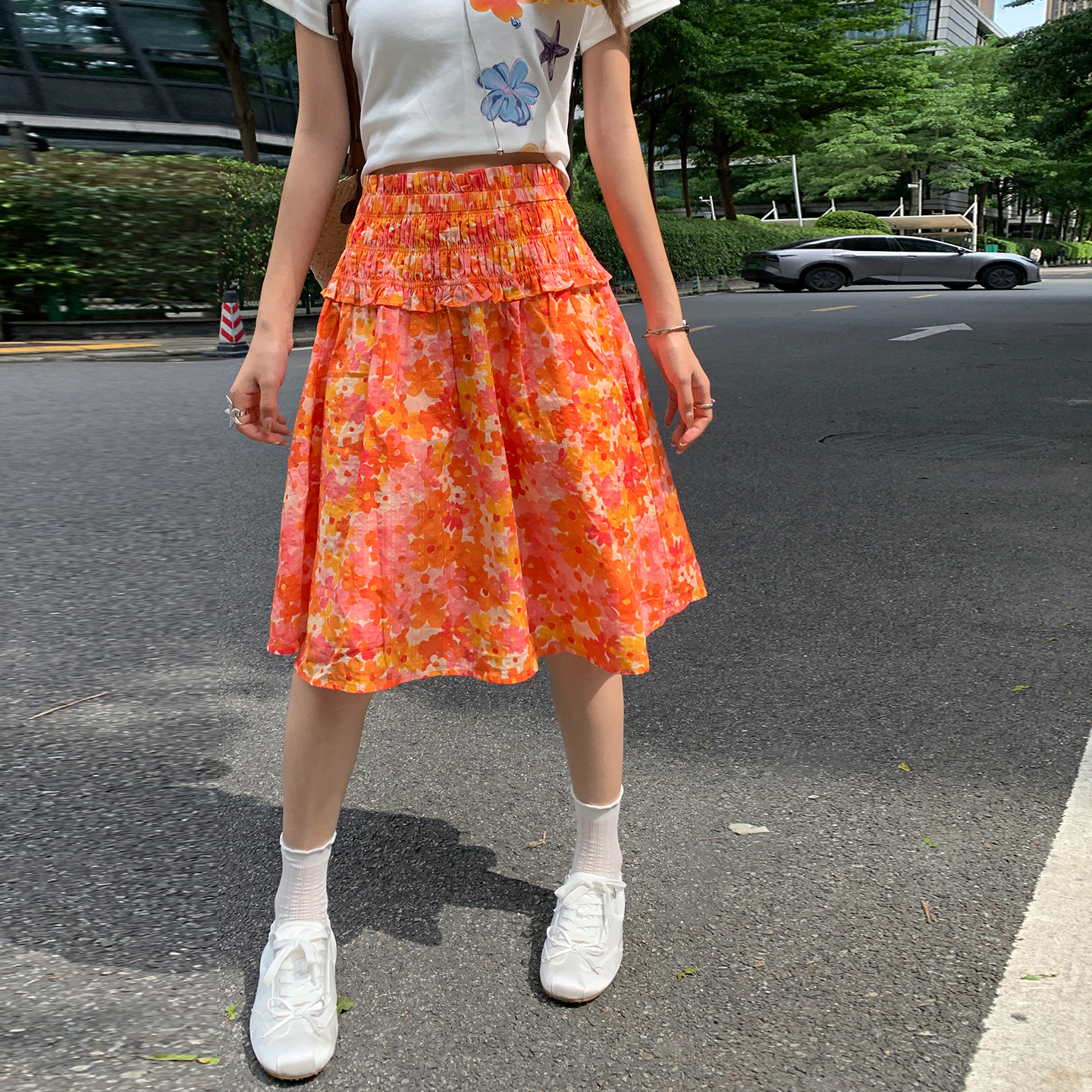 花柄 ファッション 陽だまり花園ギャザースカート
