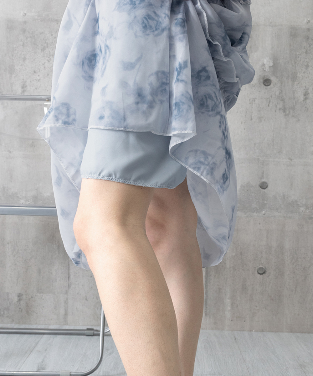 花柄 ファッション 花柄シャーリングティアードワンピース 夏服