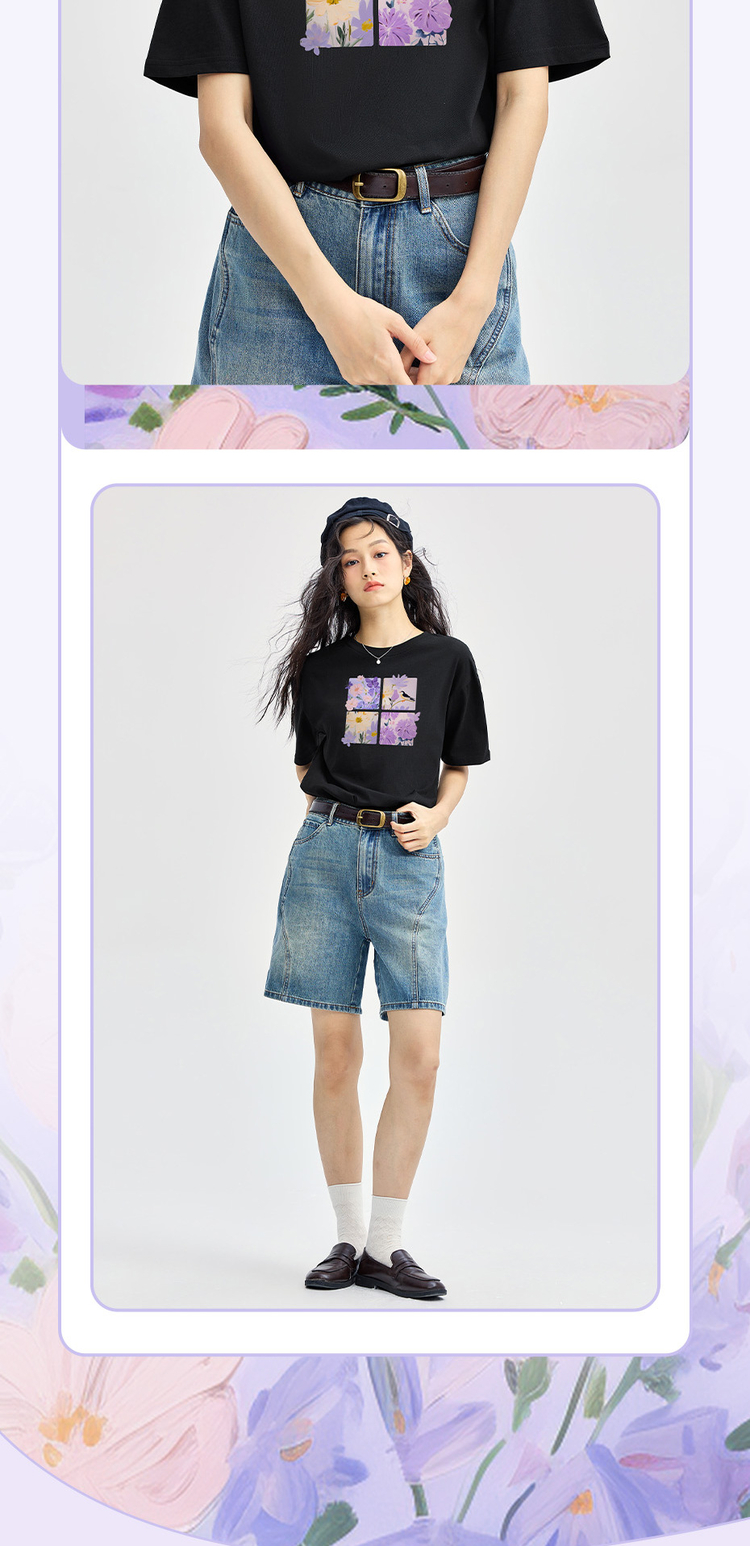 花柄 ファッション 四季の花園 コラージュTシャツ
