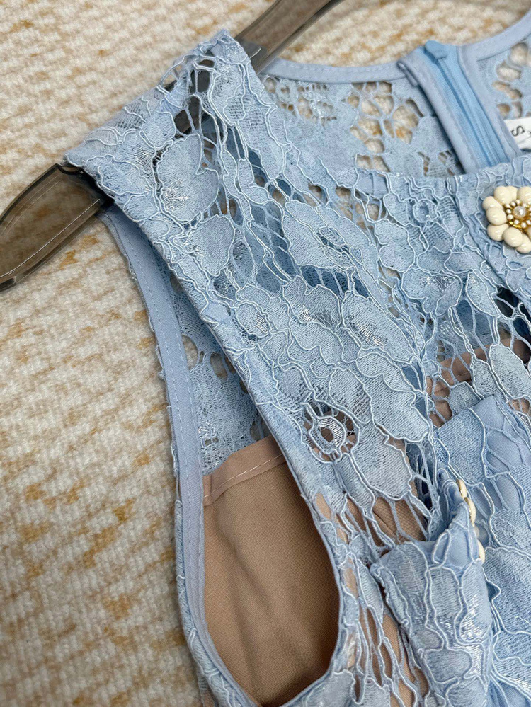 花柄 ファッション 花咲く透かし編みレースチュニック