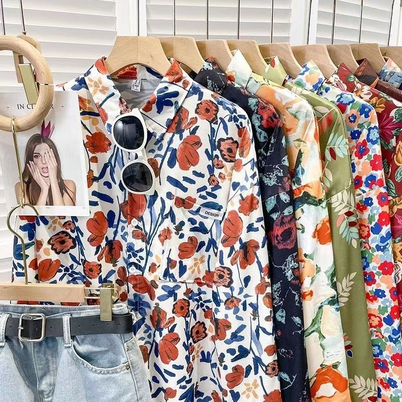 花柄 ファッション アート風デザイン 涼感ブラウス