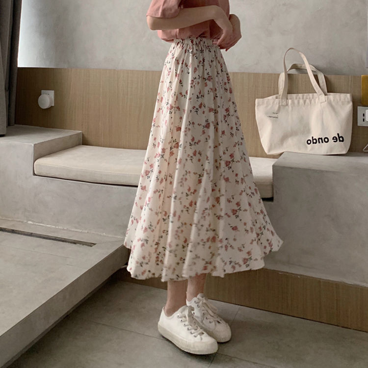 花柄 ファッション 優美な小花柄ギャザーロングスカート