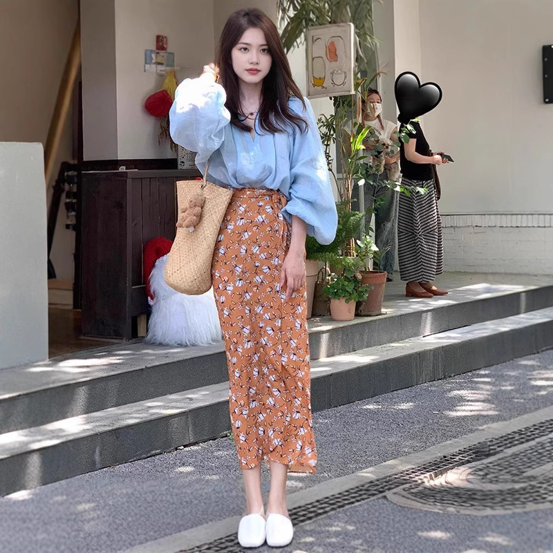 花柄 ファッション 優美な小花柄ロングスカート