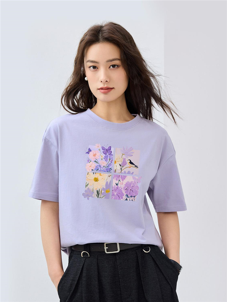 花柄 ファッション 四季の花園 コラージュTシャツ