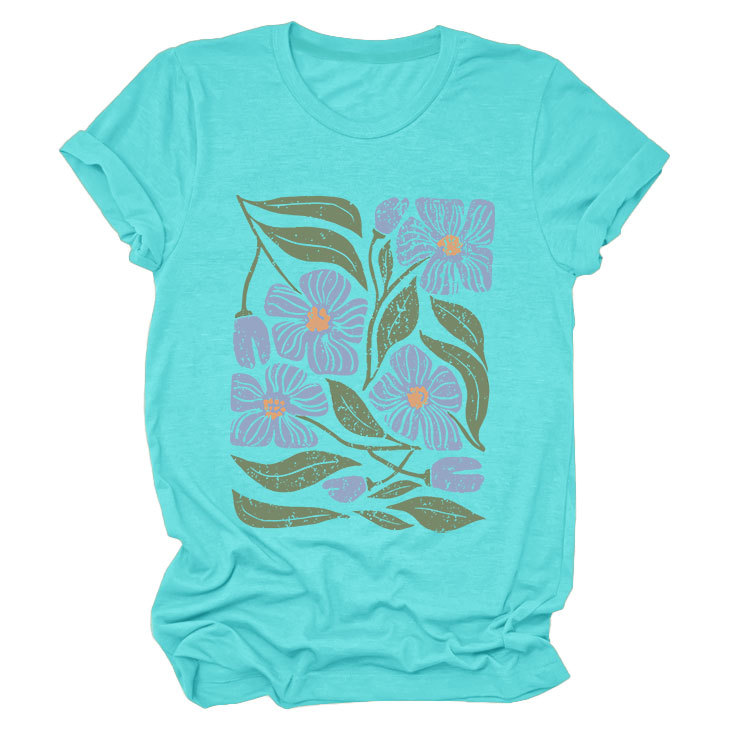 花柄 ファッション 優美な花園プリント 半袖Tシャツ