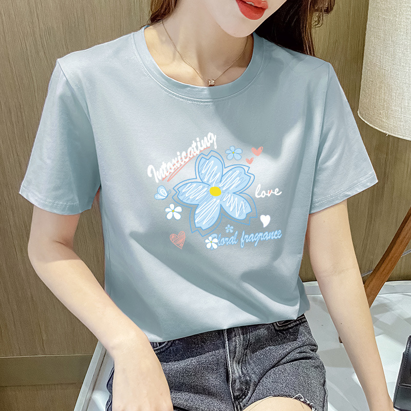 花柄 ファッション 心ときめく花言葉プリント半袖