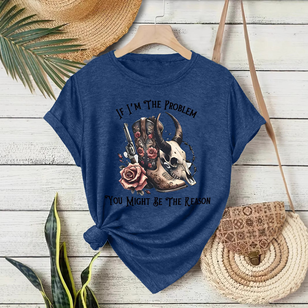 花柄 ファッション 荒野の薔薇 メッセージ入りTシャツ