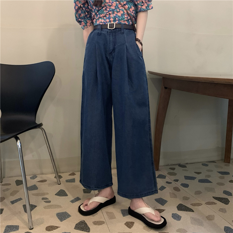 花柄 ファッション 華やか花柄パフスリーブブラウス デニムパンツセット