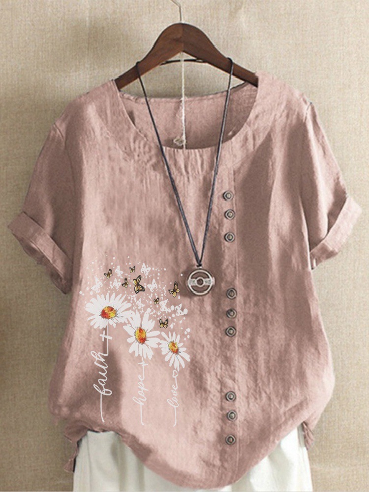 花柄 ファッション 蝶舞う野花刺繍ゆったりチュニック