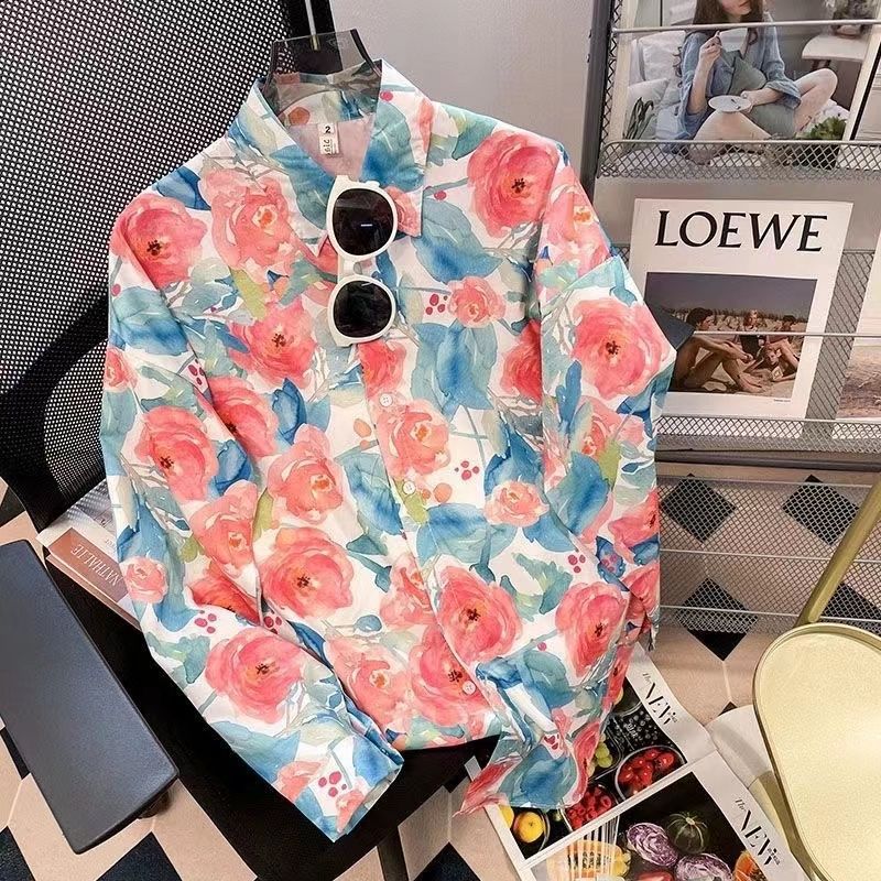 花柄 ファッション アート風デザイン 涼感ブラウス