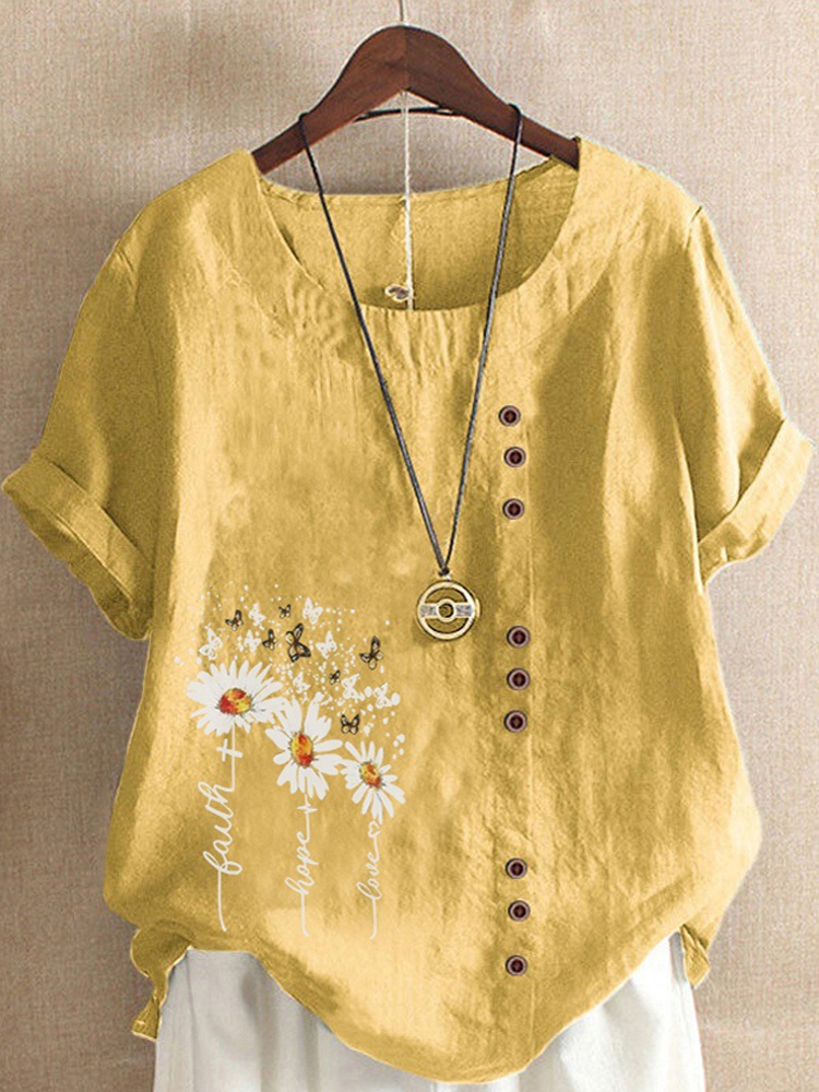 花柄 ファッション 蝶舞う野花刺繍ゆったりチュニック