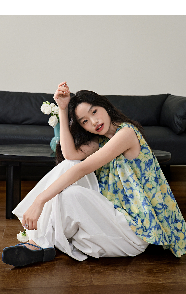 花柄 ファッション 水彩花柄 ふんわりチュニック