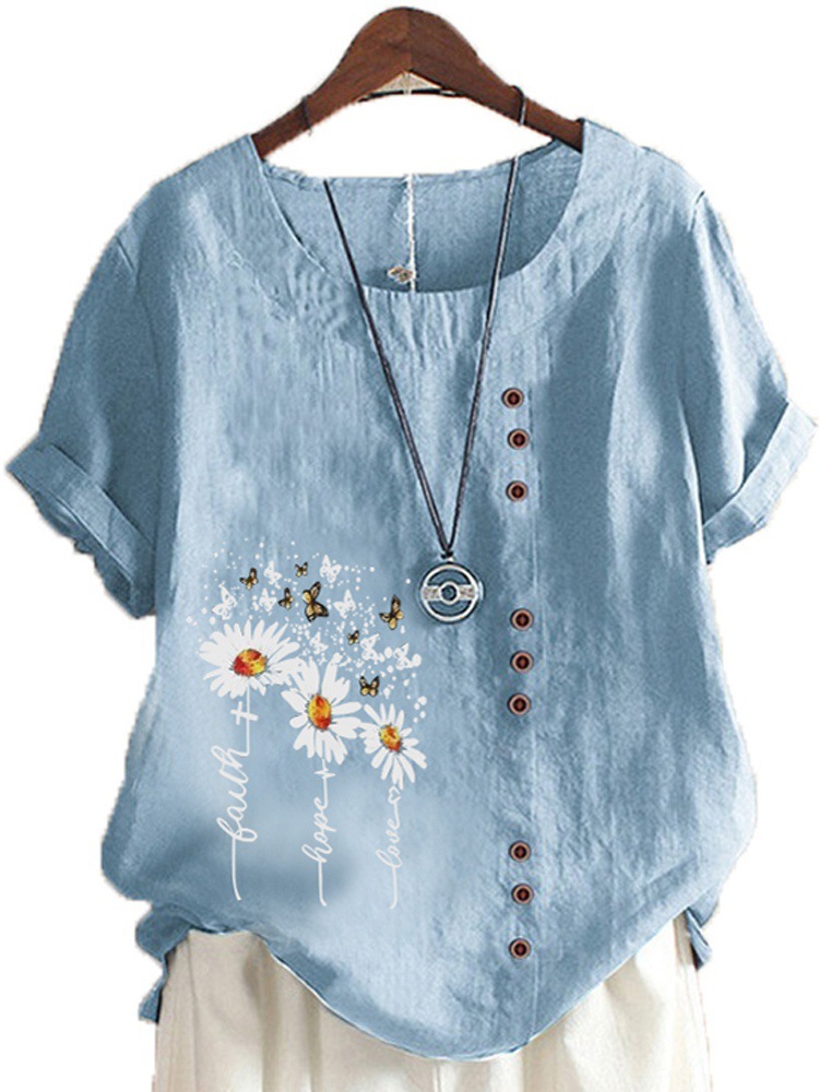 花柄 ファッション 蝶舞う野花刺繍ゆったりチュニック