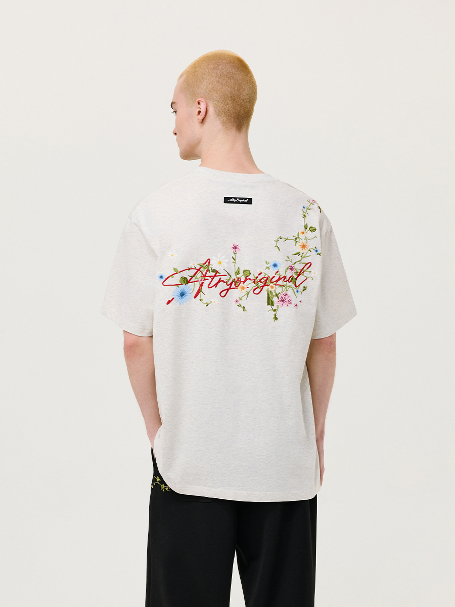 花柄 ファッション 優美な刺繍 花の架け橋 Tシャツ