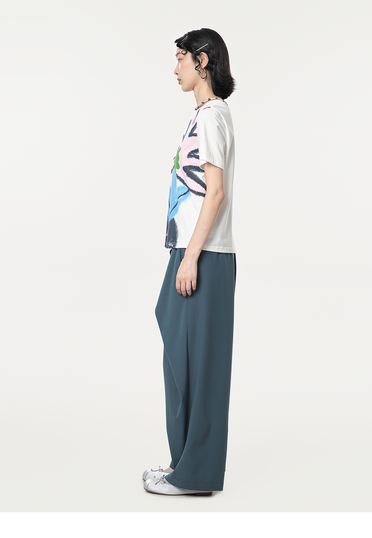 花柄 ファッション アートフルブルーム 花模様Tシャツ