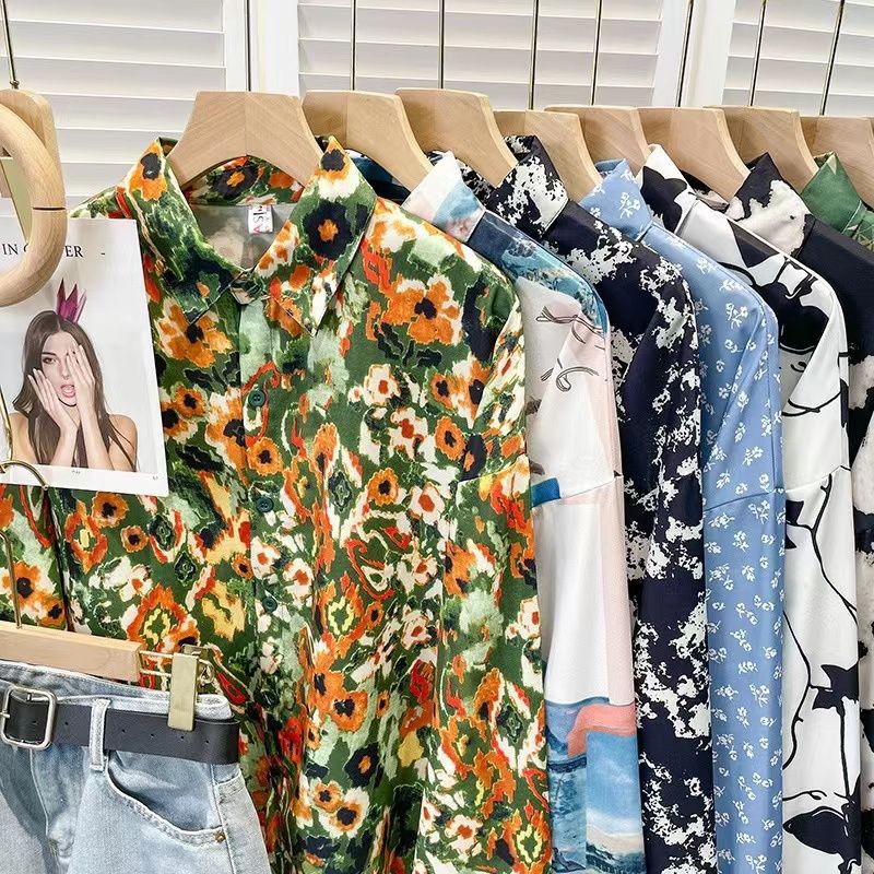 花柄 ファッション アート風デザイン 涼感ブラウス