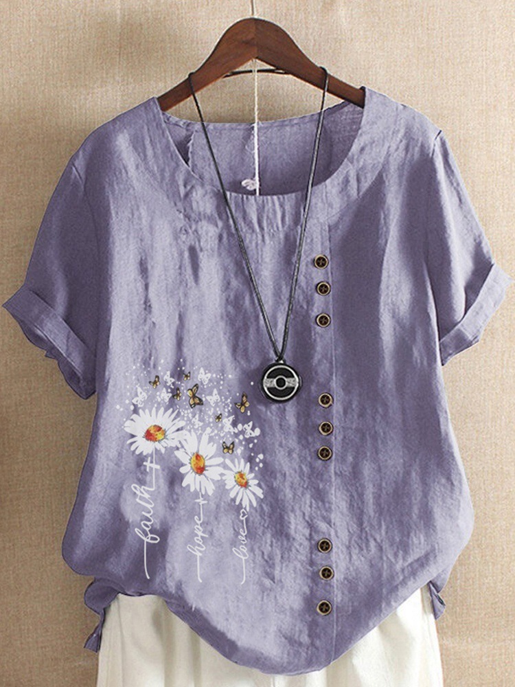 花柄 ファッション 蝶舞う野花刺繍ゆったりチュニック
