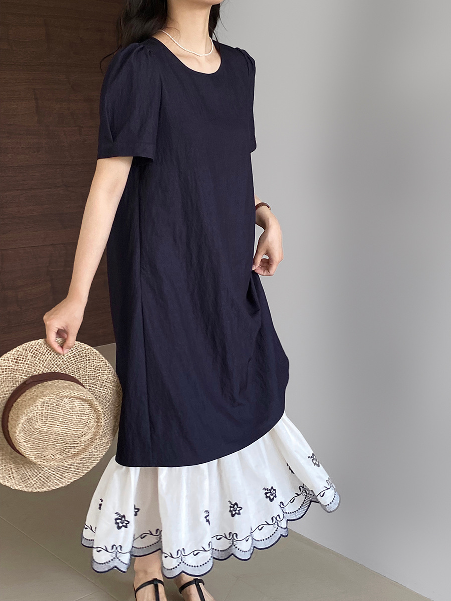花柄 ファッション 優美な刺繍裾花柄スカート