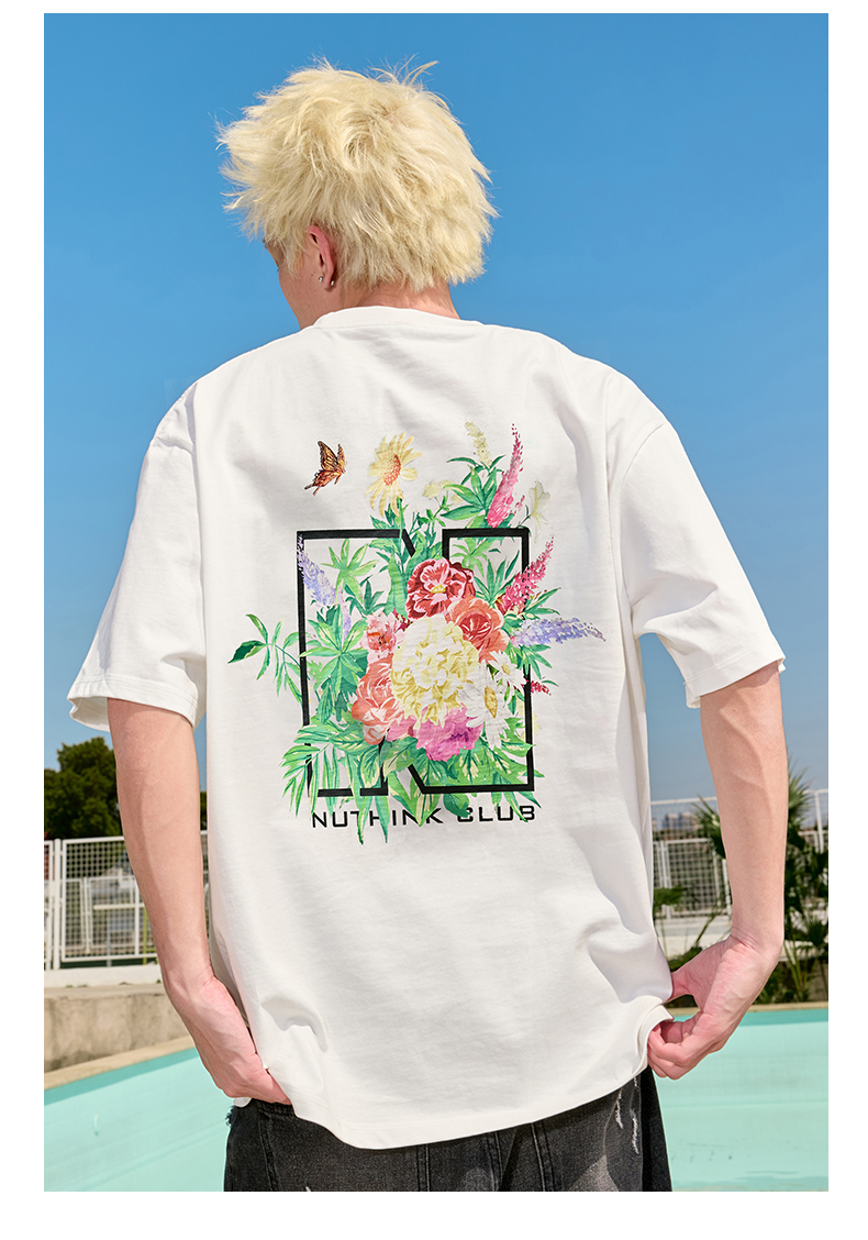 花柄 ファッション 花園フレーム ビッグシルエットティー