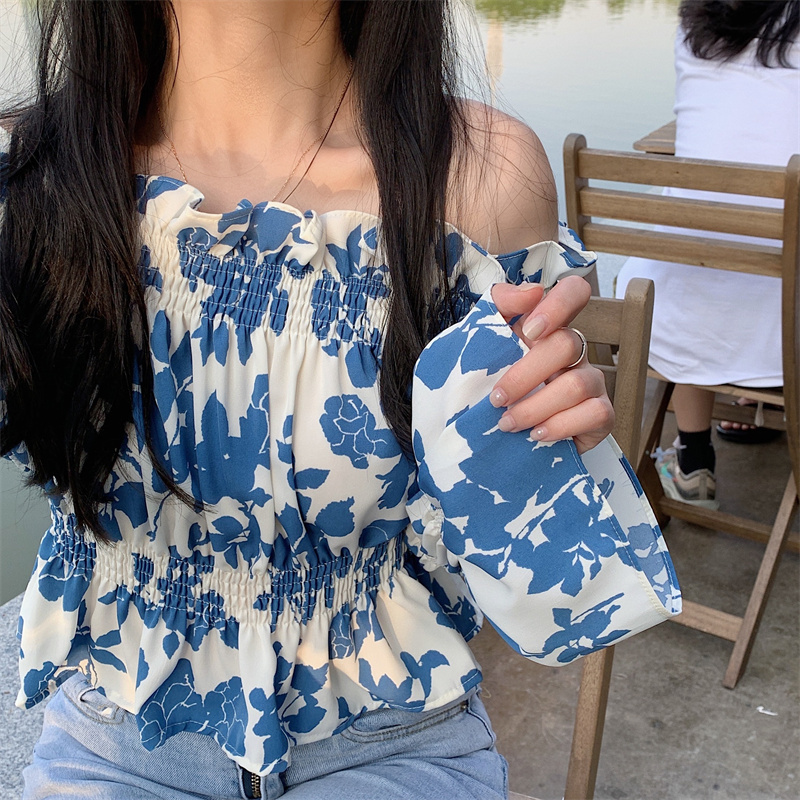 花柄 ファッション 涼やか花柄 オフショルダー チュニック トップス