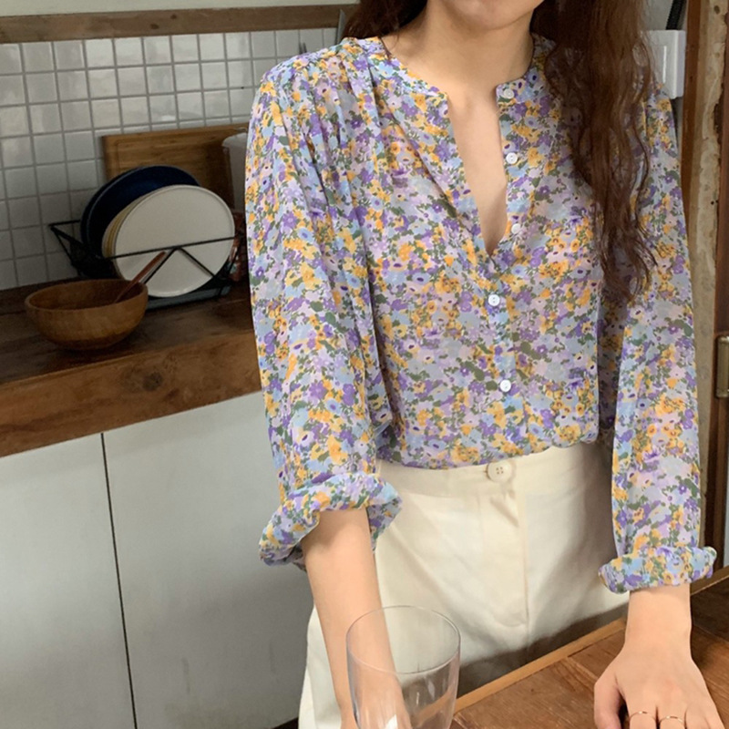 花柄 ファッション 優美なる花園の詩情 スキッパーブラウス