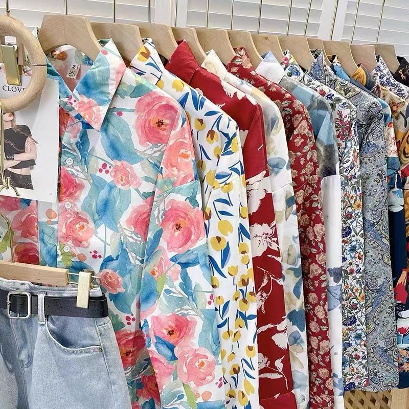 花柄 ファッション アート風デザイン 涼感ブラウス