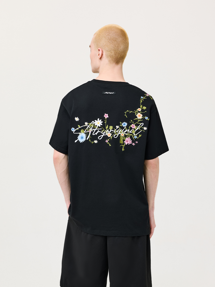 花柄 ファッション 優美な刺繍 花の架け橋 Tシャツ