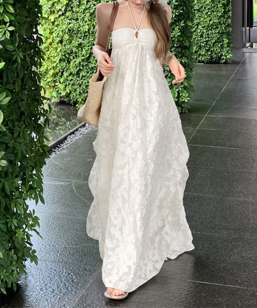 花柄 ファッション 花柄リゾートワンピース パッド付き背開き