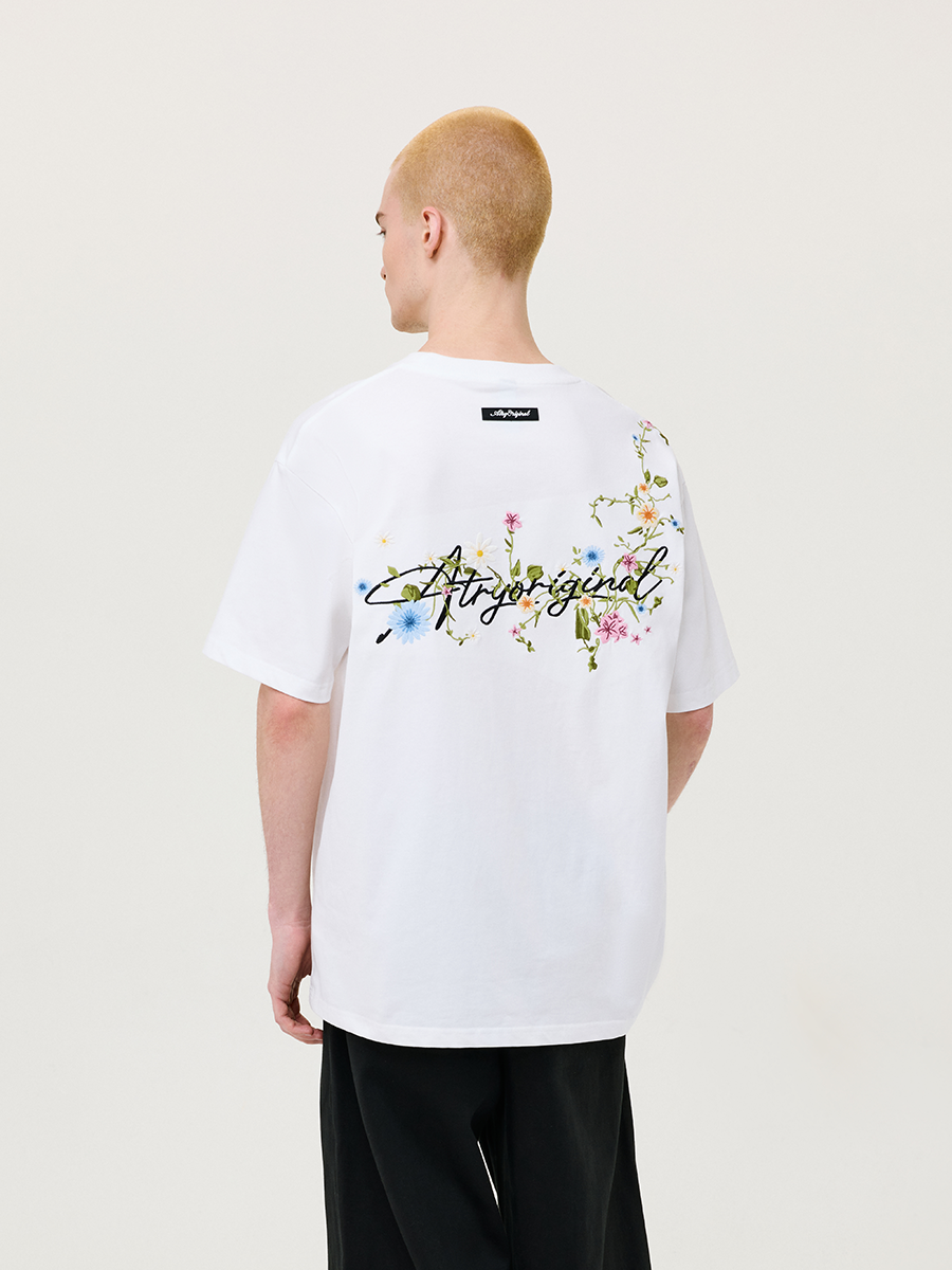 花柄 ファッション 優美な刺繍 花の架け橋 Tシャツ