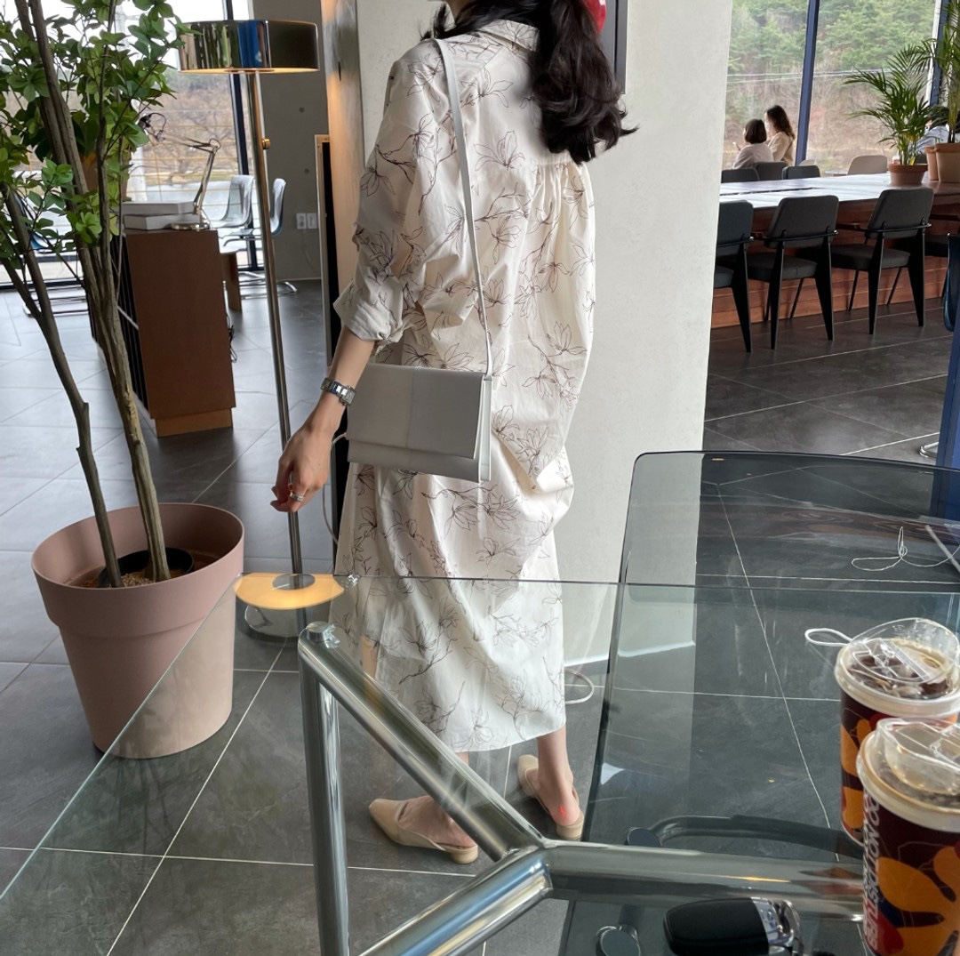 花柄 ファッション 優雅な花柄ゆったりロングワンピース